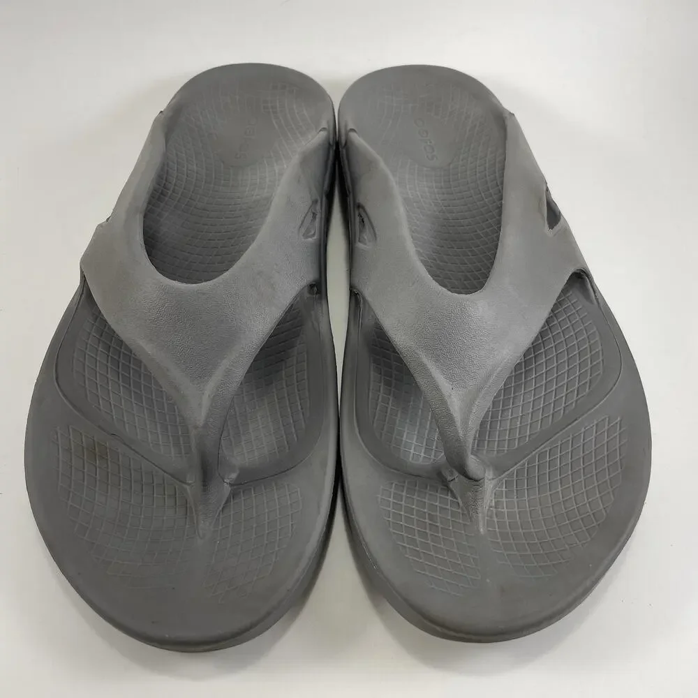 Oofos Ooriginal Flip Flops Mens Size 10 Womens Size 12 Gray Comfort Recovery